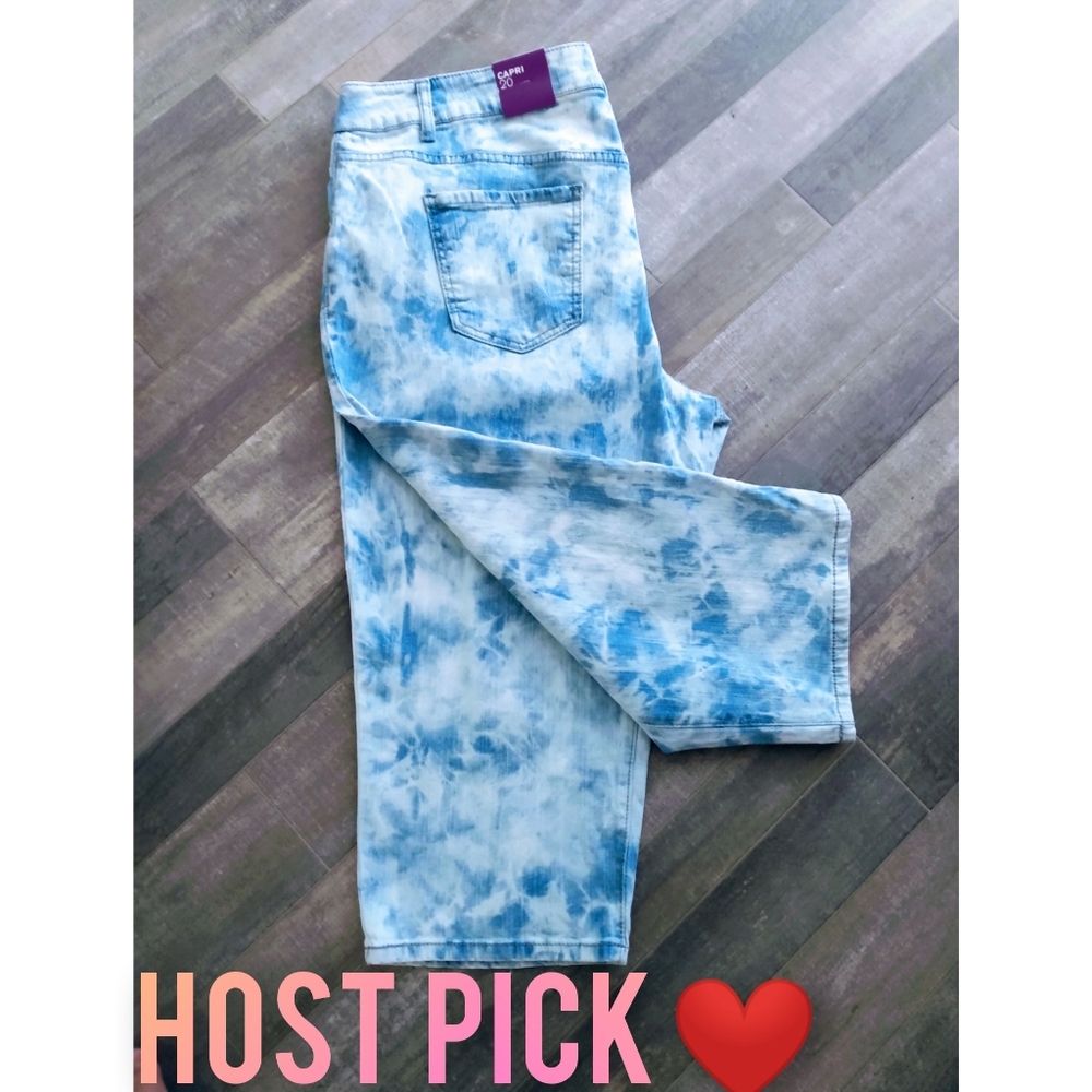NWT Lane Bryant Bleach Tie-Dye Capri